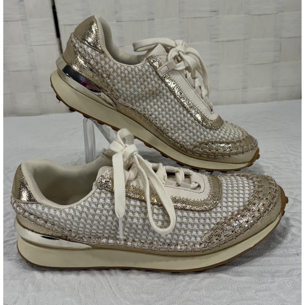 MIA Karin sneakers white gold weaved lace up girls 4M